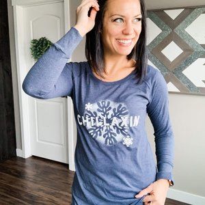 NWOT District Perfect Tri Blue Long Sleeve T-shirt "Chillaxin" sz 4XL